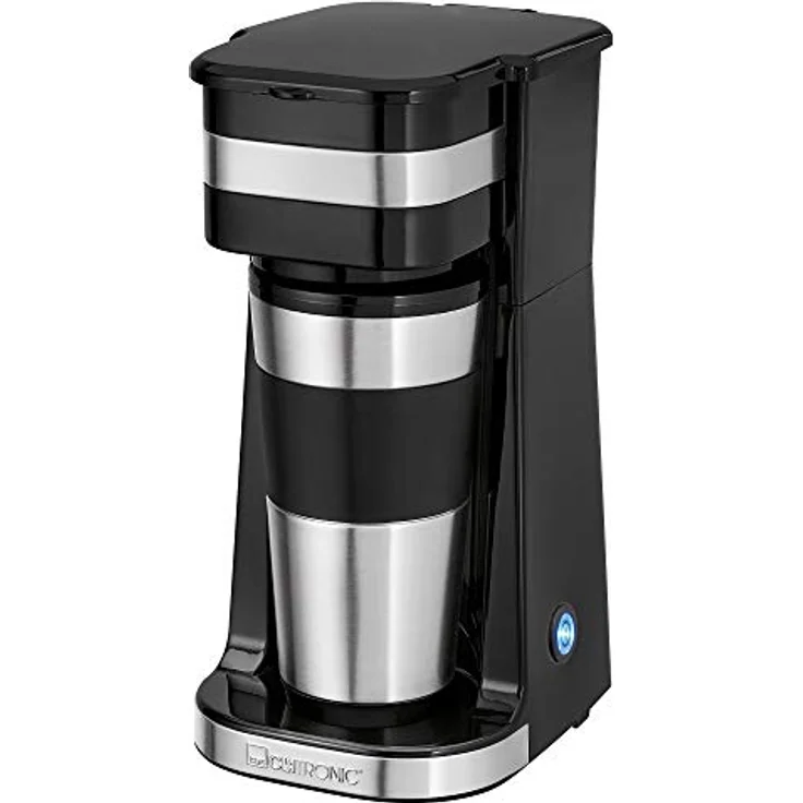 Clatronic 1-Tassen-Kaffeeautomat KA 3733, inkl. doppelwandigem Thermo-Edelstahlbecher, Aromaverschlussdeckel mit Trinköffnung, 400 ml Fassungsvermögen, passend für alle gängigen Getränkehalter – Bild 1