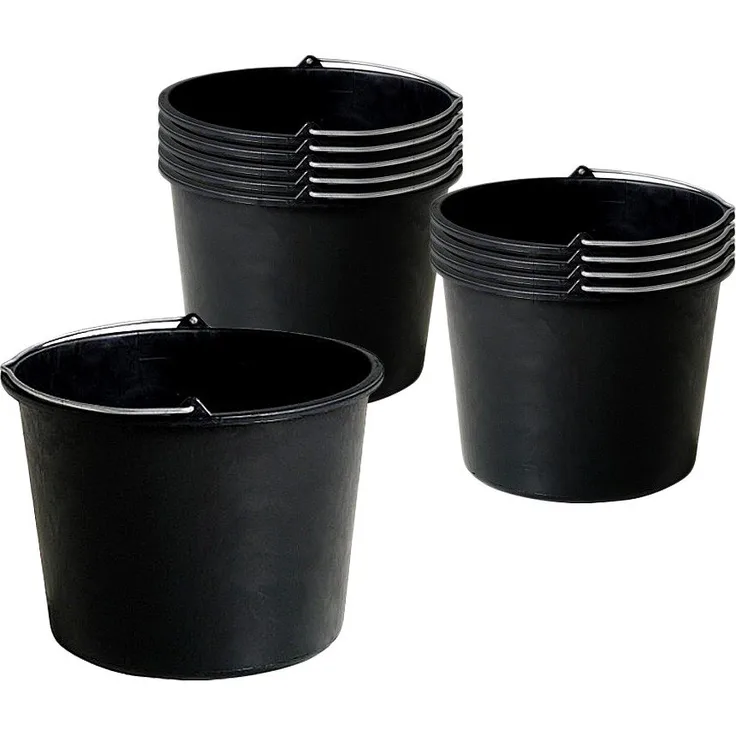Thats Shopping 10x Baueimer 20 Liter Schwarz Putzeimer Literskala