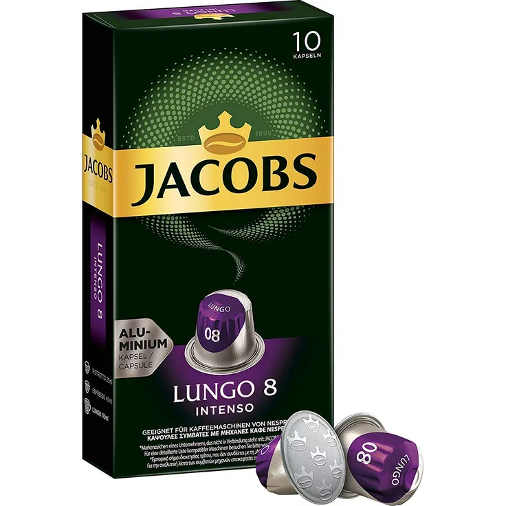 Jacobs Kapseln Lungo Intenso, Intensität 8, 100 Kapseln, Nespressokompatibel