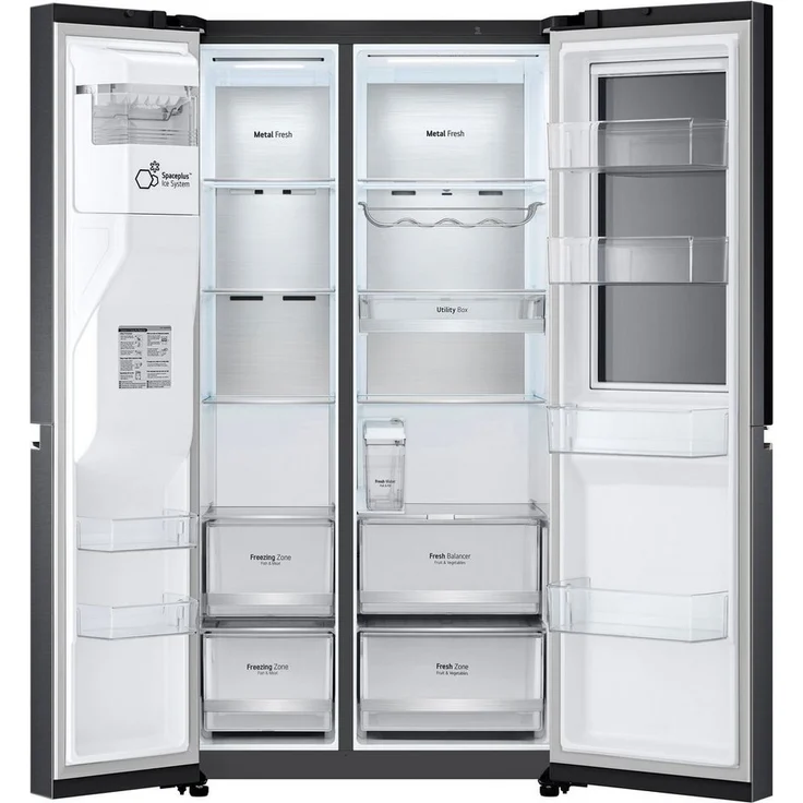 LG GSXV91MCAE Side-by-Side-Kühlschrank, freistehend, schwarz, NoFrost, Wasserspender, Wassertank, LED, Urlaubsschaltung, Breite 91.3 cm – Bild 4