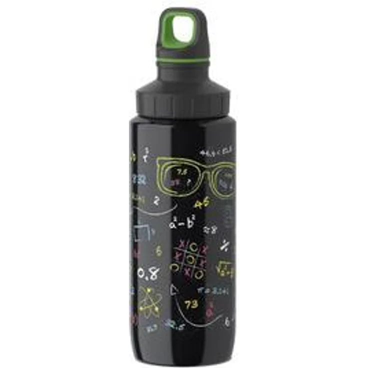 Emsa Light Steel 518351 Edelstahl Trinkflasche, 0,6 Liter, Schraubverschluss, Nerds – Bild 1