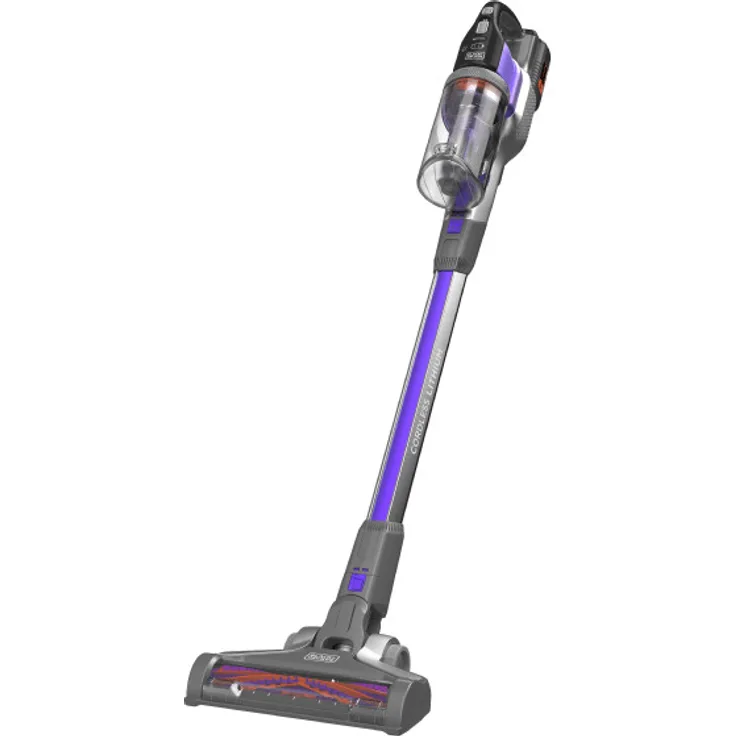 Black + Decker 4in1 Akku-Stielsauger Pet (36V, 2.0Ah, beutelloser Boden- & Handstaubsauger mit Elektro-Tierhaarbürste, inkl. 2in1 Fugendüse, Tierhaarbürste, Akku, Ladegerät & Wandhalterung) BHFEV362DP