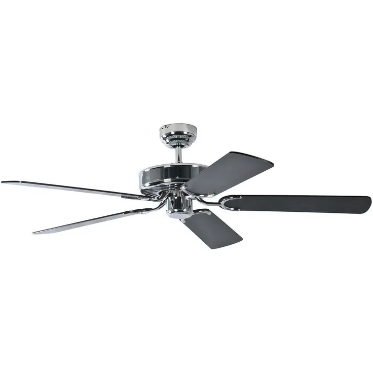 Pepeo Deckenventilator ohne Beleuchtung Potkuri, Gehäuse Stahl, Flügelfarbe schwarz, 132 cm, für Räume bis zu 25m²