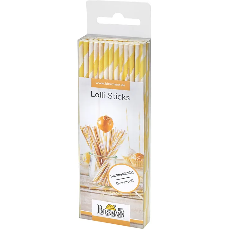 Birkmann Lolli-Sticks Gelb Gestreift L 15 cm 48 Stk.