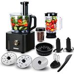 TopStrong Foodprozessor, 1100W, 11 Funktionen, 3,2L und 1,5 Behälter, inkl. Zerkleinerer, Scheidescheibe, Zitruspresse, Knethaken, schwarz