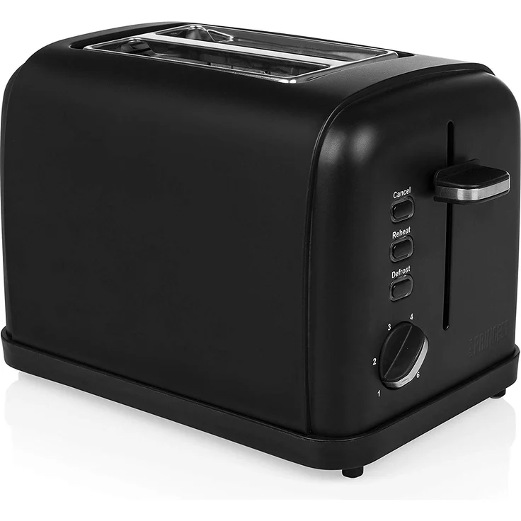 Princess Black Steel Toaster mit Brötchenaufsatz - 6 einstellbare Bräunungsstufen, Auftau-, Aufwärm- und Stoppfunktion, 950 Watt, Krümmelschale, 142396 – Bild 1