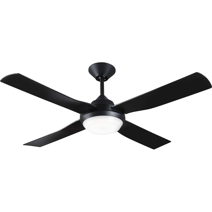 Lucci Air Banksia Deckenventilator mit LED-Licht und Fernbedienung, ABS, 35 W, Matt-Schwarz, 122 cm Durchmesser
