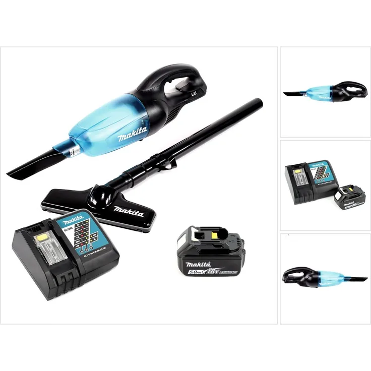 Makita DCL 180 B 18 V Li-Ion Akku Staubsauger schwarz + 1x 5,0 Ah Akku + Schnellladegerät
