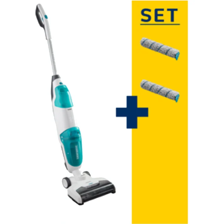 Leifheit Regulus Aqua PowerVac + Zubehör, Nass- & Trockensauger, 20 min Akkulaufzeit, herausnehmbarer Wassertank, Standfunktion, inkl. 2 Reinigungswalzen, 11922  – Bild 3