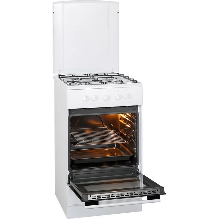 Amica SHGG 11559 W, Herd, A, freistehend, Betriebsart Ofen Gas, Betriebsart Kochfeld Gas, Anzahl Kochfelder 4, Volumen 58 l, Breite 50 cm, Selbstreinigung nein, Ober-Unterhitze (konventionell) – Bild 3