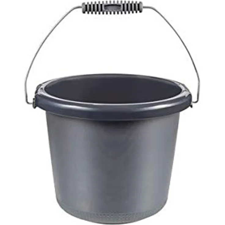 Curver 228028 Eimer aus Kunststoff mit Metallhenkel, 5-Liter, 24 x 19,5 x 24 cm, grau