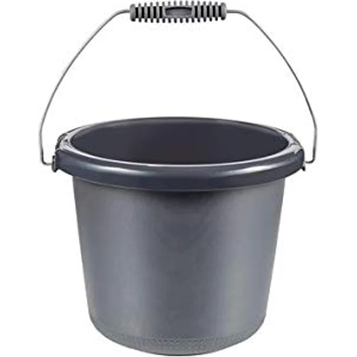 Curver 228028 Eimer aus Kunststoff mit Metallhenkel, 5-Liter, 24 x 19,5 x 24 cm, grau