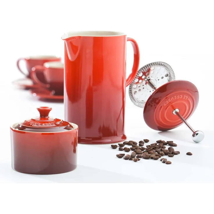 Le Creuset Kaffee-Bereiter-French Press mit Edelstahl-Presseinsatz, 800 ml, Steinzeug, Kirschrot – Bild 2
