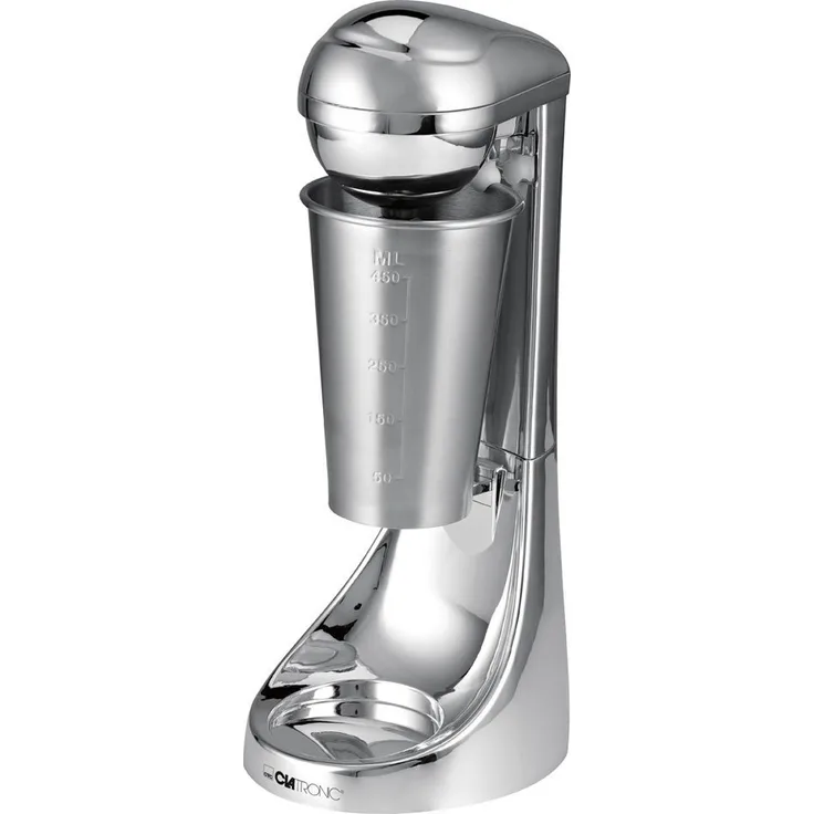 Clatronic BM 3472 -- 2in1 Barmixer & Milchaufschäumer in Einem -- 450 ml Fassungsvermögen -- 2 Geschwindigkeitsstufen -- Edelstahlbecher & -mixstab -- Chromdesign