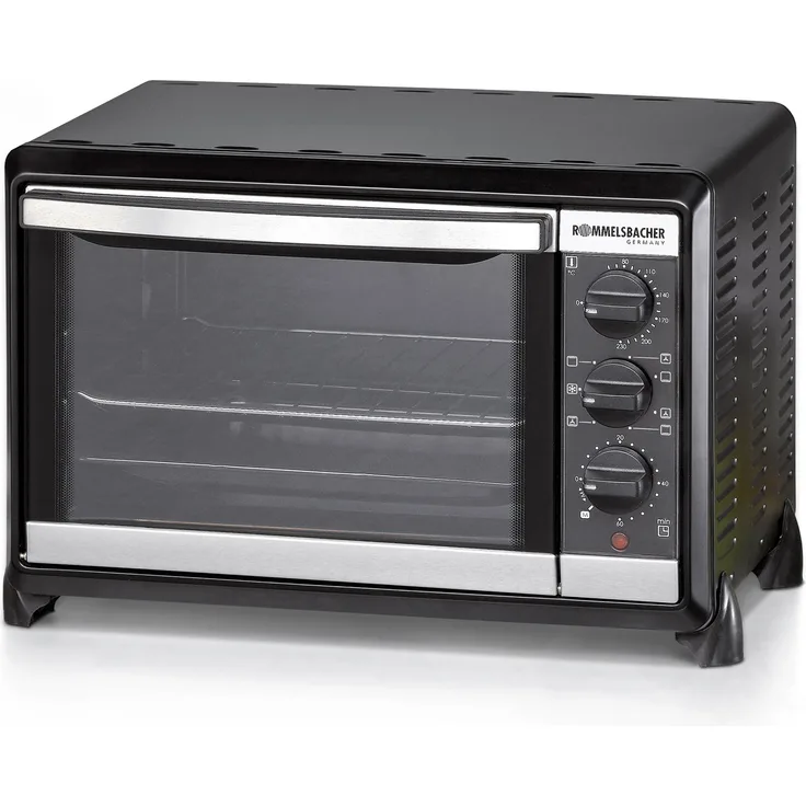 Rommelsbacher BG 1250 EX Kleinbackofen, schwarz mit Pizzastein & Umluft Schwarz