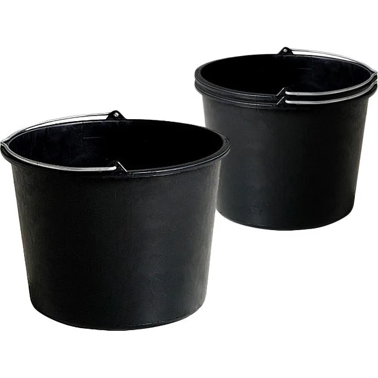 Thats Shopping 3x Baueimer 20 Liter Schwarz Putzeimer Literskala