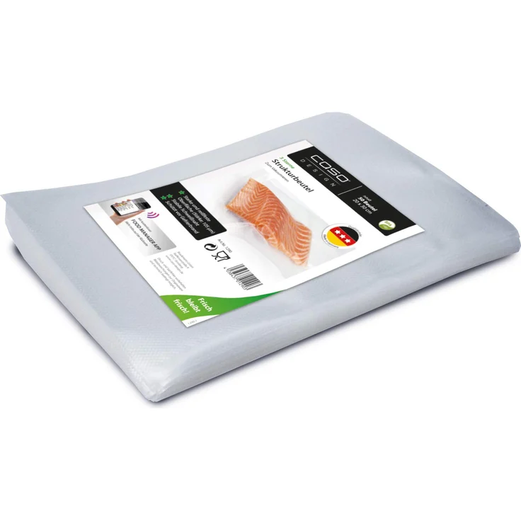 CASO Strukturbeutel 20 x 30 cm - 50 Beutel, für alle Balken Vakuumierer & Folienschweißgeräte, BPA-frei, stark & reißfest ca. 105µm, stabile Schweißnaht, Sous Vide geeignet – Bild 1