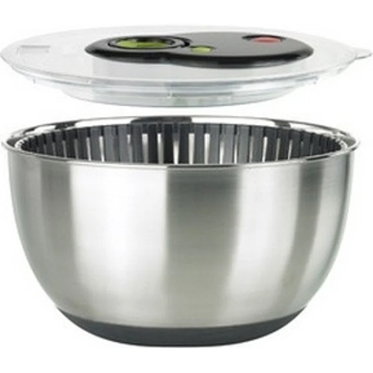 Emsa 513441 Edelstahl Salatschleuder, Turboknopf, 4,5 Liter, Turboline, edelstahl-schwarz – Bild 2