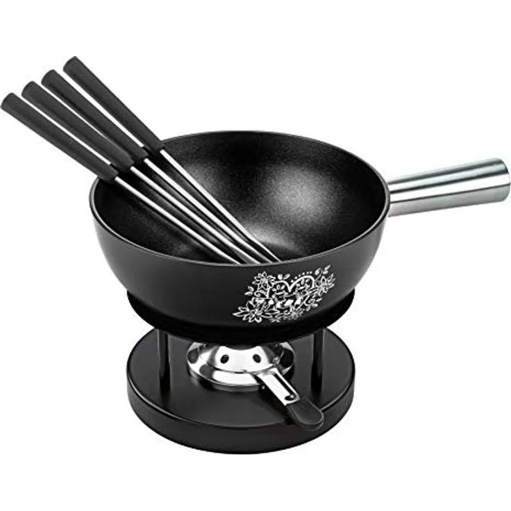 Kuhn Rikon 32275 Käsefondue Set Alpenliebe 22 cm, schwarz, induktion, Aluminum