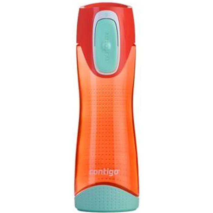 Contigo Trinkflasche Swish Autoseal große BPA-freie Kunststoff Wasserflasche, auslaufsicher, für Sport, Fahrrad, Joggen, Wandern, 500 ml, Orange Türkis – Bild 1