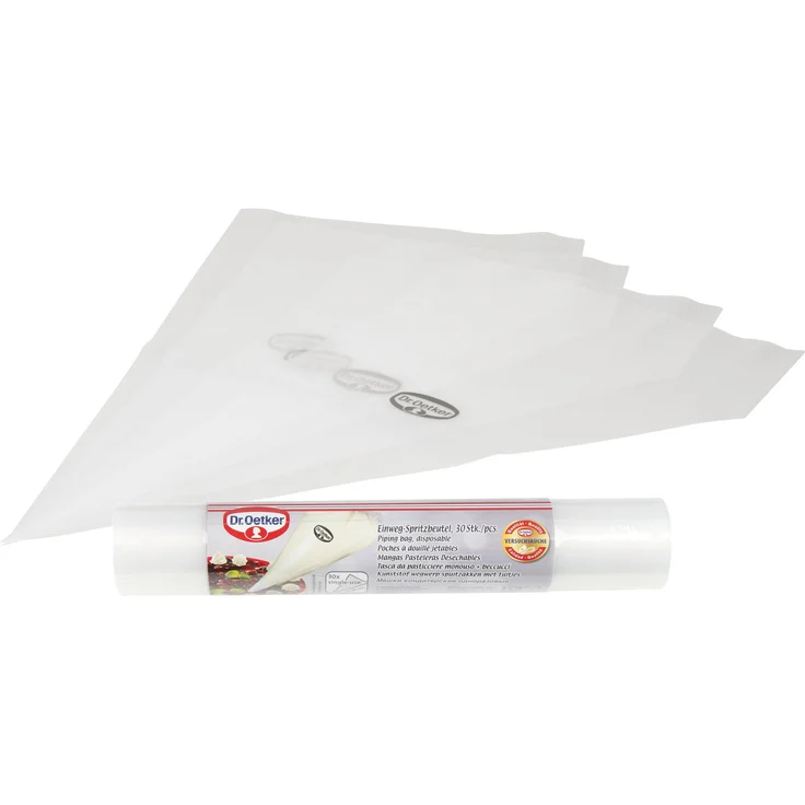 Dr. Oetker Einweg-Spritzbeutel Nachfüllpack, Spritztüten zum Verzieren, Backzubehör zum Dekorieren (Farbe: transparent-weiß), Menge: 1 Stück – Bild 1