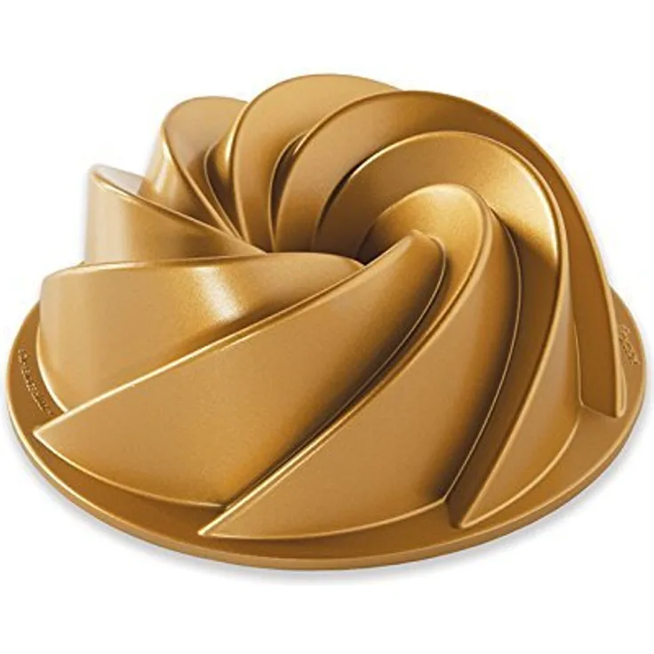 NordicWare Gugelhupfform mit Filigranen Einkerbungen, Aluminium, Gold, 21,6 x 21,6 x 10,2 cm