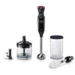 Bosch MS61B6170 ErgoMixx Stabmixer-Set, 1000 W, extra leichtes ergonomisches Gehäuse, 12 Stufen, Edelstahl-Mixfuß, piano black-anthrazit