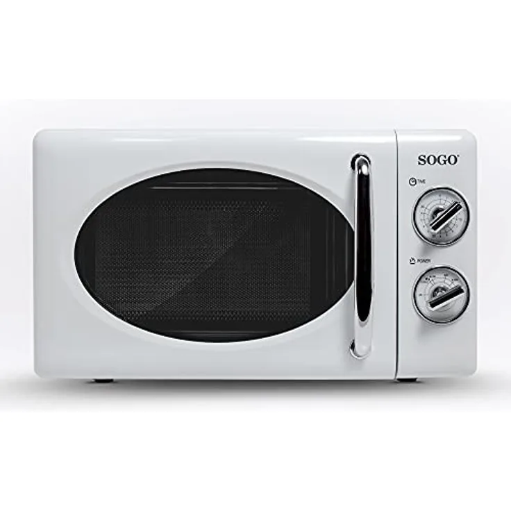 SOGO HOR-SS-890-W Mikrowelle Retro, Standgerät, 700 Watt, 20 Liter Garraum, weiß, Aluminium