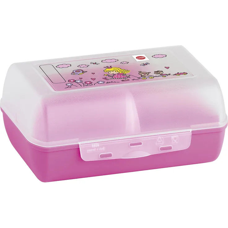 Emsa 513794 Brotdose für Kinder, Herausnehmbare Trennwand, Prinzessinnenmotiv, Pink, Variabolo Princess