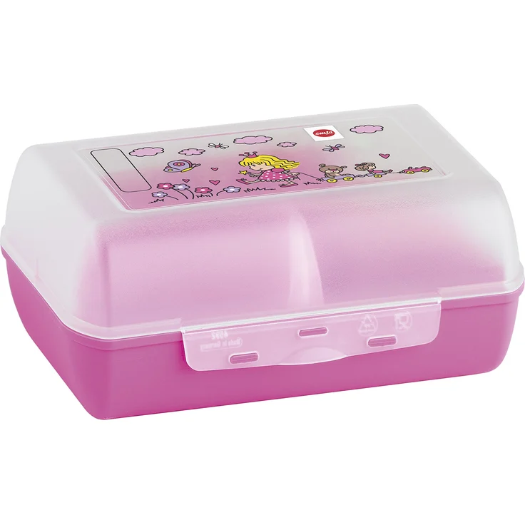 Emsa 513794 Brotdose für Kinder, Herausnehmbare Trennwand, Prinzessinnenmotiv, Pink, Variabolo Princess