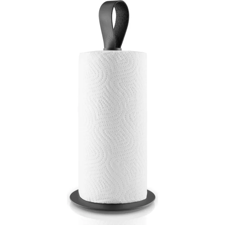 Eva Solo Küchenrollenhalter, Küchenpapierhalter, Rollenhalter, Papierhalter, Gummi-Edelstahl-Leder, Schwarz, H: 31.5 cm, 520417