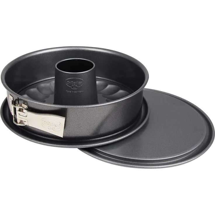 Dr. Oetker Springform mit Flach- und Rohrboden Ø 24 cm, auslaufsichere Kuchenform mit 2 Böden, runde Backform aus Stahl mit keramisch verstärkter Antihaft-Beschichtung (Farbe: grau), Menge: 1 Stück – Bild 3
