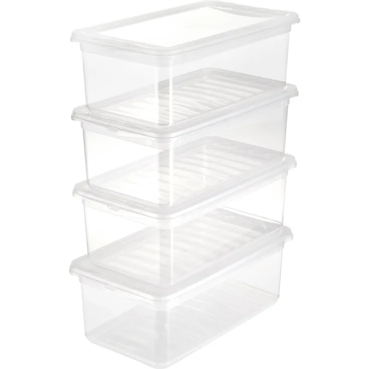 keeeper Aufbewahrungsboxen mit Air Control System, 4-teiliges Set, 4 x 5,6 l, 33 x 19,5 x 12 cm, Bea, Transparent