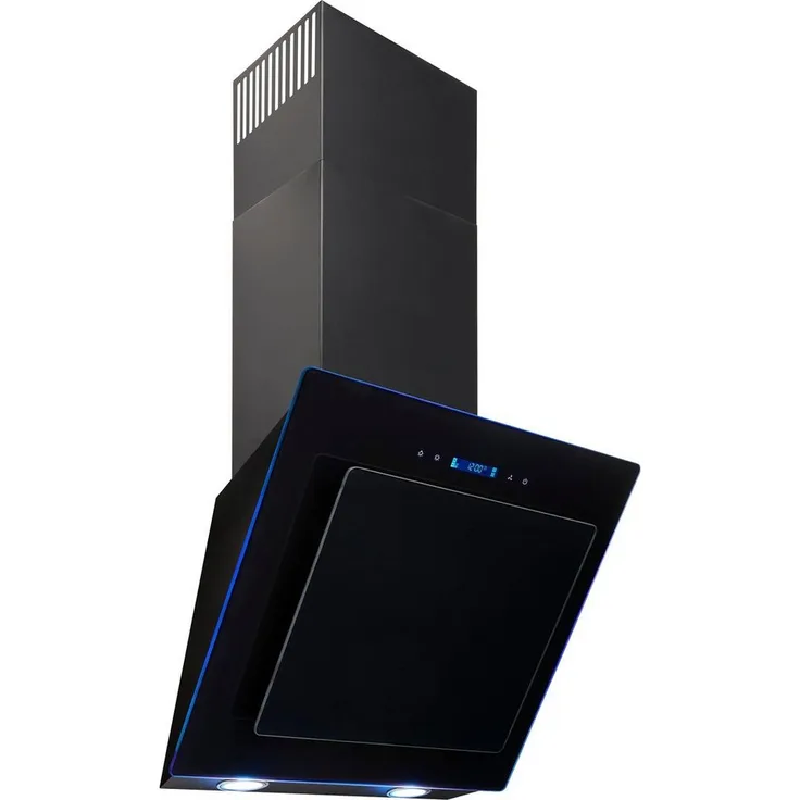 Exquisit KFD 607-2 L, Motorhaube, Kamin abgewinkelt, Breite: 54 cm, Tiefe: 31.3 cm, Absaugung und Rückführung (mit zusätzlichem Rückführungsset), Schwarz