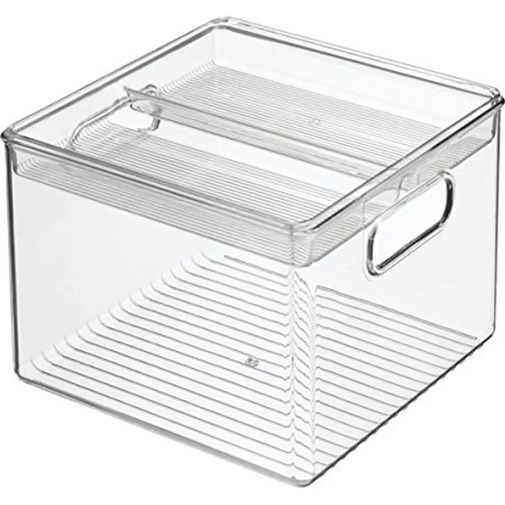 iDesign 03113EU Küchenbox mit herausnehmbarer Unterteilter Ablage zum Aufbewahren von Lebensmitteln, 20,3 x 20,3 x 15,5 cm, durchsichtig, Plastik, 2-teilige