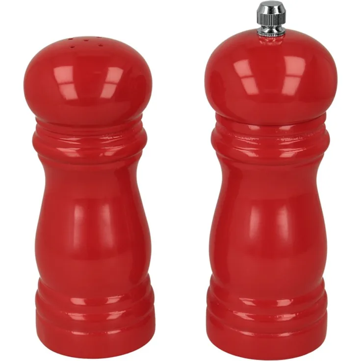 Metaltex Pfeffermühle-Salzstreuer Set in rot lackiert, Holz, 10 x 5 x 13 cm