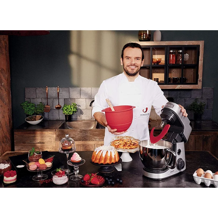 Krups KA631D Master Perfect Gourmet Küchenmaschine, 1100 Watt, 8 Geschwindigkeiten, 4,6L Edelstahlschüssel, 5 Zubehör: Back-Set, Flex-Bowl, Schnitzelwerk, Unterheber, Fleischwolf, Edelstahl gebürstet, Serie: Master Perfect Gourmet – Bild 3