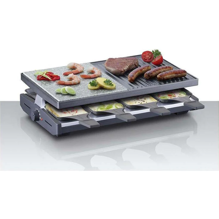 Steba RC 58 Multi-Raclette | hochwertige Natursteingrillplatte zum fettarmen Grillen | Antihaftbeschichtete Grillplatte aus Alu-Druckguss | 8 antihaftbeschichtete Pfännchen für leichte Reinigung – Bild 2