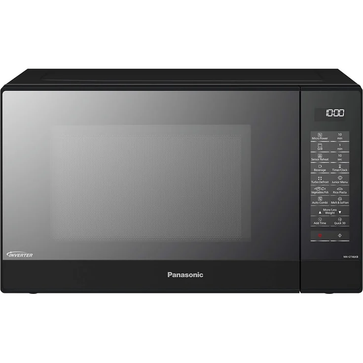 Panasonic NN-GT46KBSUG Kombi-Mikrowelle Inverter mit Grill, Standgerät, 24 Automatikprogramme, Junior Menü, Feuchtigkeitssensor, spiegelnde Oberfläche, 1000 Watt, 31 Liter Garraum, 66 Dezibel, 7 Geschwindigkeiten, Schwarz – Bild 1