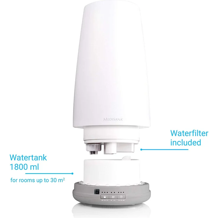 Medisana AH 670 Luftbefeuchter Ultraschall - Luftreiniger mit Aromafach und Vorheizfunktion, Vernebler mit Fernbedienung für Wohn- und Schlafzimmer für trockene Luft, 1,8 L – Bild 3