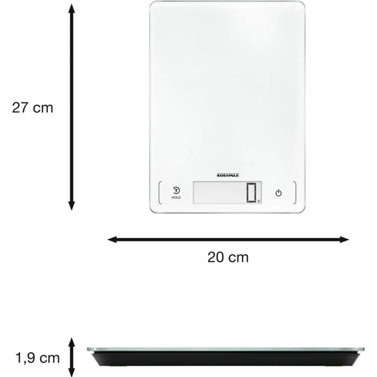 Soehnle Page Profi 300, digitale Küchenwaage, weiß, Gewicht bis zu 20 kg, Haushaltswaage mit Sensor-Touch, elektronische Waage inkl. Batterien, extragroße Wiegefläche, beleuchtete LCD-Anzeige – Bild 5