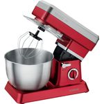 Bomann KM 398 CB Knetmaschine, 8 Geschwindigkeitsstufen (inkl. Puls), 6.3 Liter Edelstahlschüssel für max. 3?3.5 kg Teigzubereitung, 1200 Watt, rot