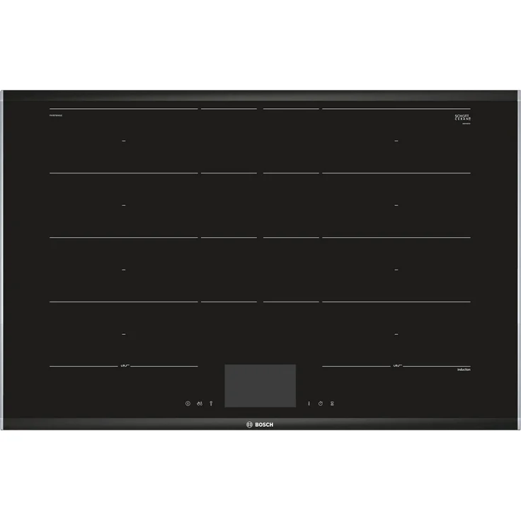 Bosch PXY875KW1E Induktionskochfeld, Einbaugerät, 80 cm, Betriebsart elektrisch, Anzahl Kochstellen 4, mit Rahmen aufliegend, Flex Induction-Zone, TFT-Touchdisplay, Haubensteuerung, Bratsensor, schwarz – Bild 1