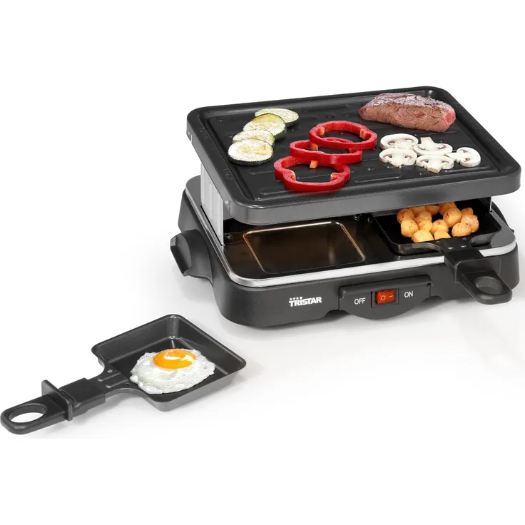 Tristar Raclette Grill- Tischgrill für bis zu 4 Personen ? mit Ein-- Ausschalter und 4 Pfännchen, RA-2949