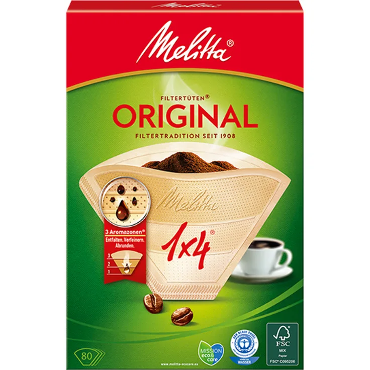 Melitta Filtertüten Aroma 1x4 naturbraun (80 Stück)