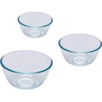 Pyrex 8023509 Rührschüssel aus Glas, 0,5 l, 1 l, 2 l, Borosilikatglas, sehr robust, hergestellt in Frankreich, 3-teiliges Set