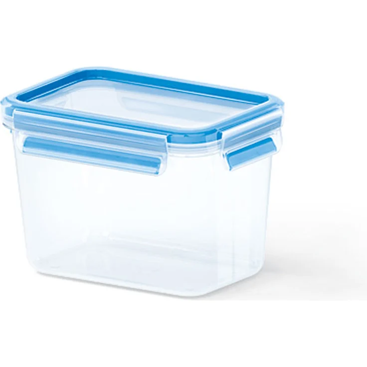 Emsa 508541 Rechteckige Frischhaltedose mit Deckel, 1.1 Liter, Transparent-Blau, Clip & Close – Bild 1