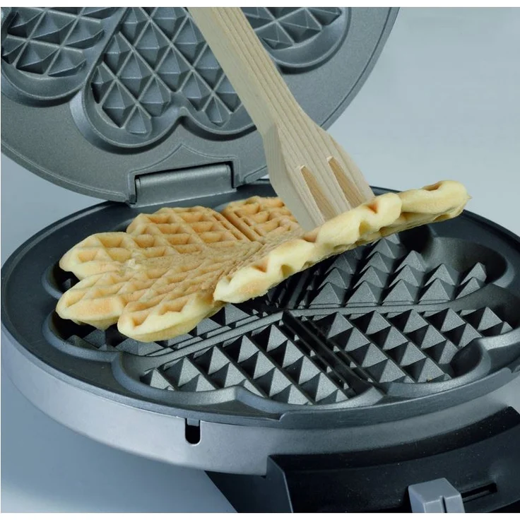 Cloer 189 Waffelautomat für kuchenartige Waffeln, Doppelbeschichtung, 930 W, Waffelgröße 16 cm, schwere Backplatten, optische und akustische Fertigmeldung, mattiertes Edelstahlgehäuse – Bild 4