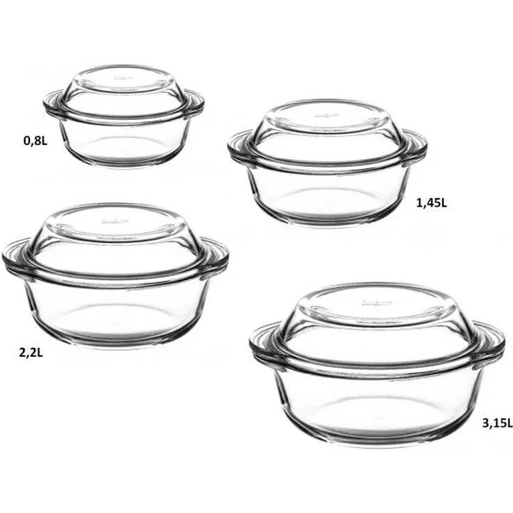 Auflaufformen aus Glas mit Deckel zur Auswahl - Borcam: Größe - 3,15L