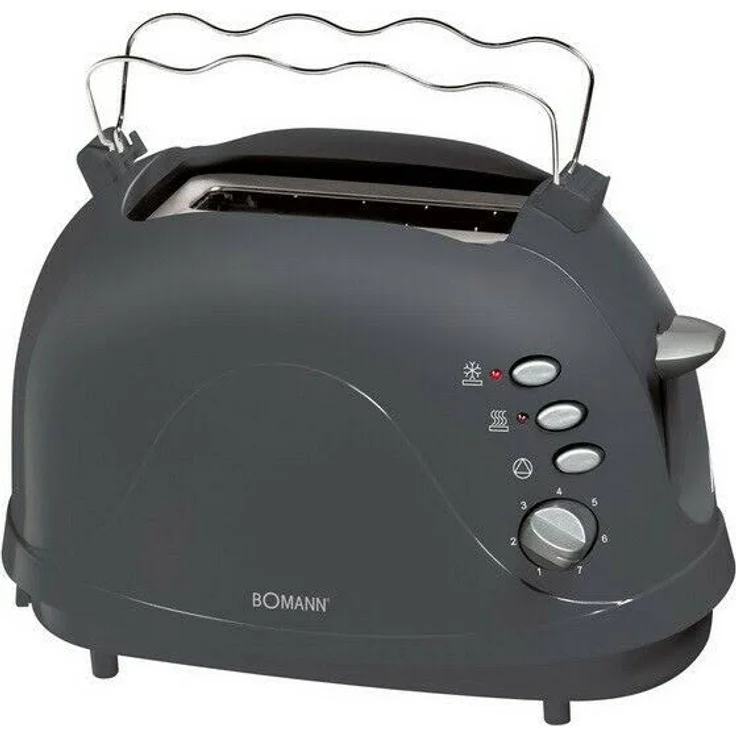Bomann TA 246 CB, kompakter 2-Scheiben Toaster, Auftaufunktion, Aufwärmfunktion, Schnellstoppfunktion, Cool-Touch Gehäuse, grau – Bild 1